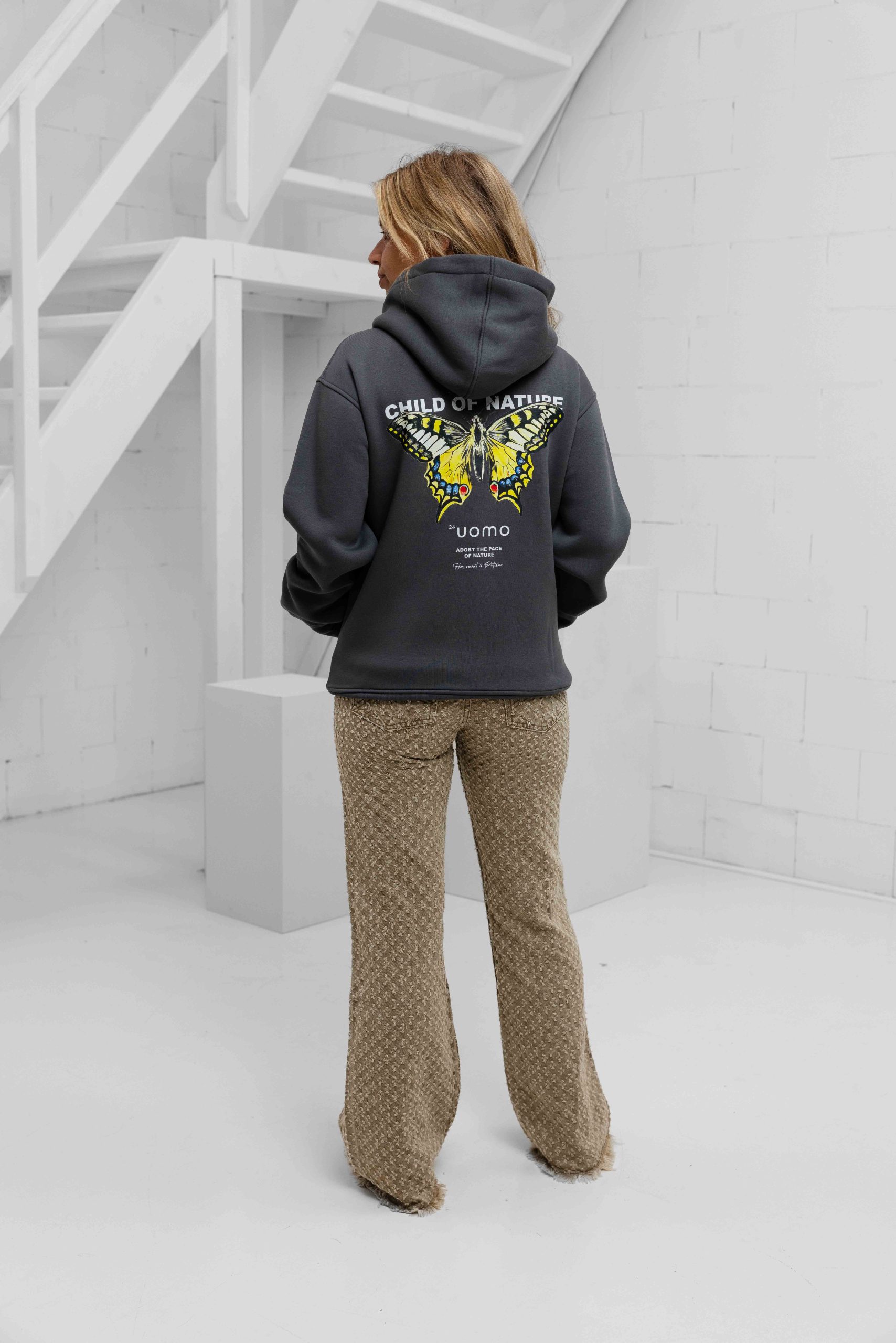 24 Uomo Child Of Nature Hoodie Dames Dark Grey