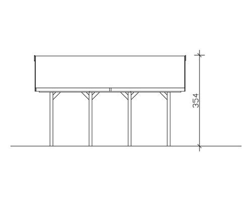 SKAN HOLZ Wallgau dubbele carport inclusief zwarte shingles en H-paalankers, 620 x 600 cm, geïmpregneerd