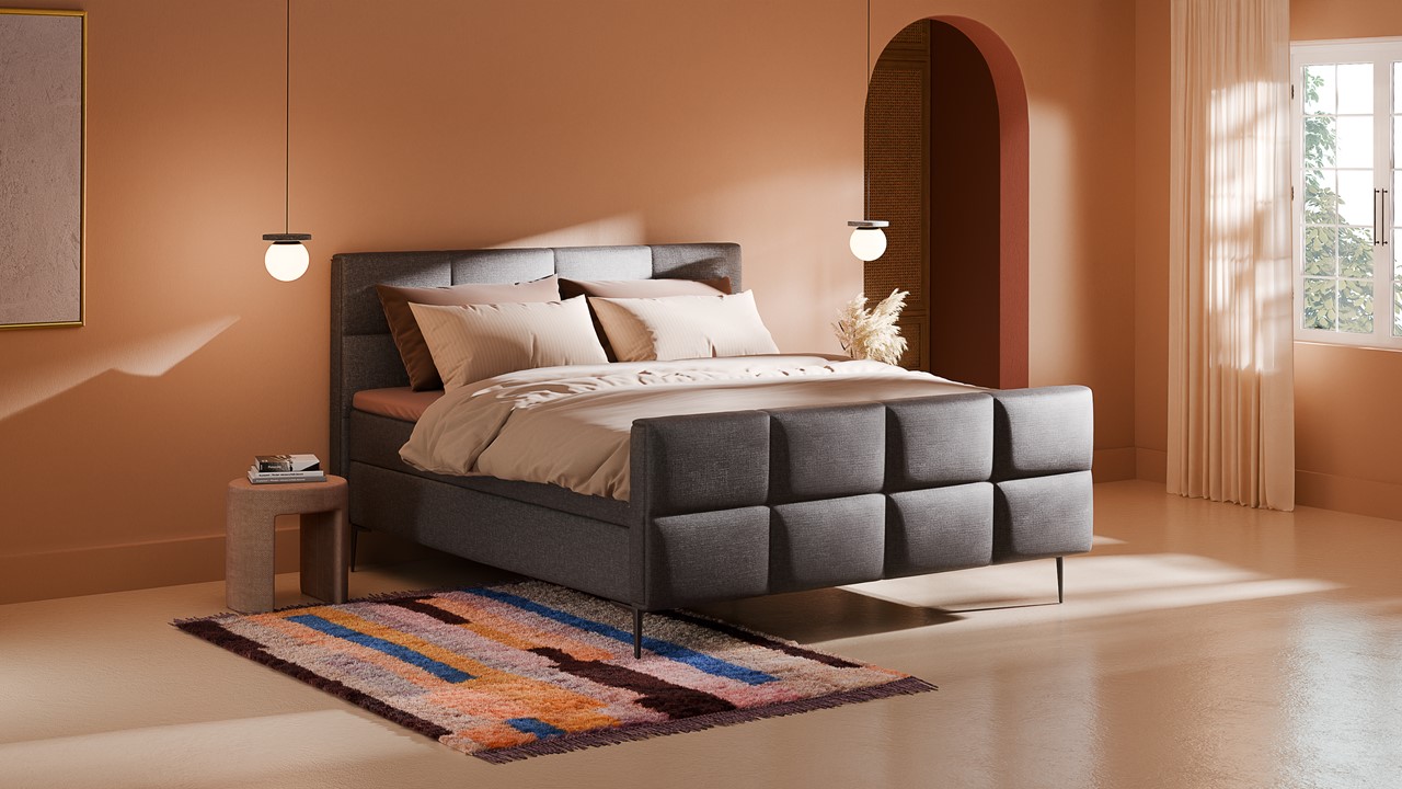 Boxspring Crystal - Linen touch dark grey