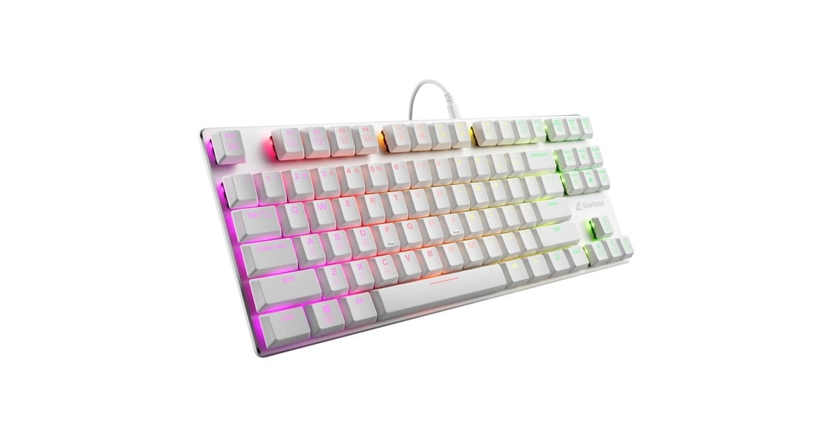 SharkoonPureWriter TKL RGB, gaming toetsenbord  (Wit, US lay-out, Kailh Choc Low Profile Red, RGB leds, TKL)