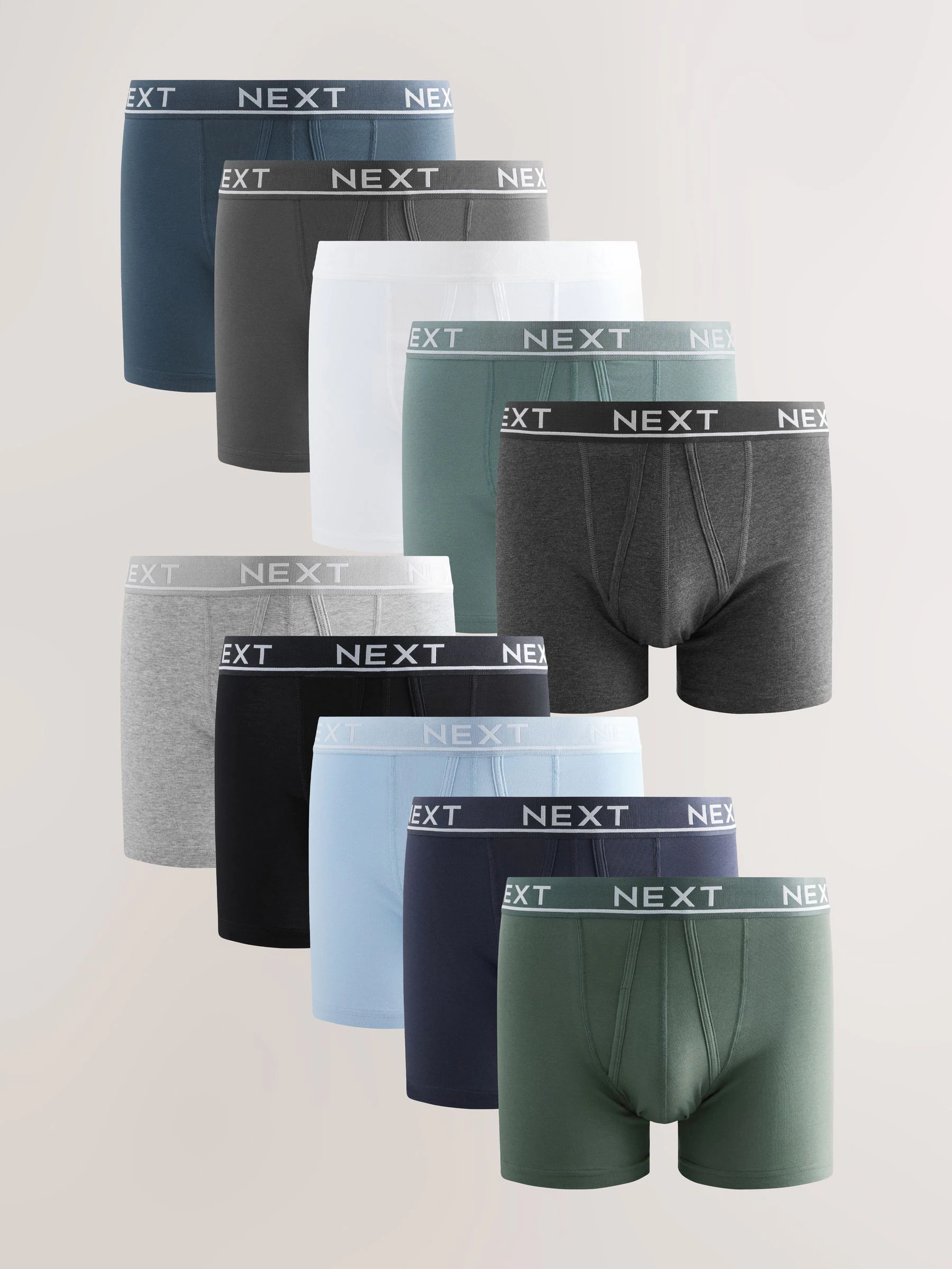 Kern grijs/groenen - Standaard - 10 Boxershorts zonder plooi