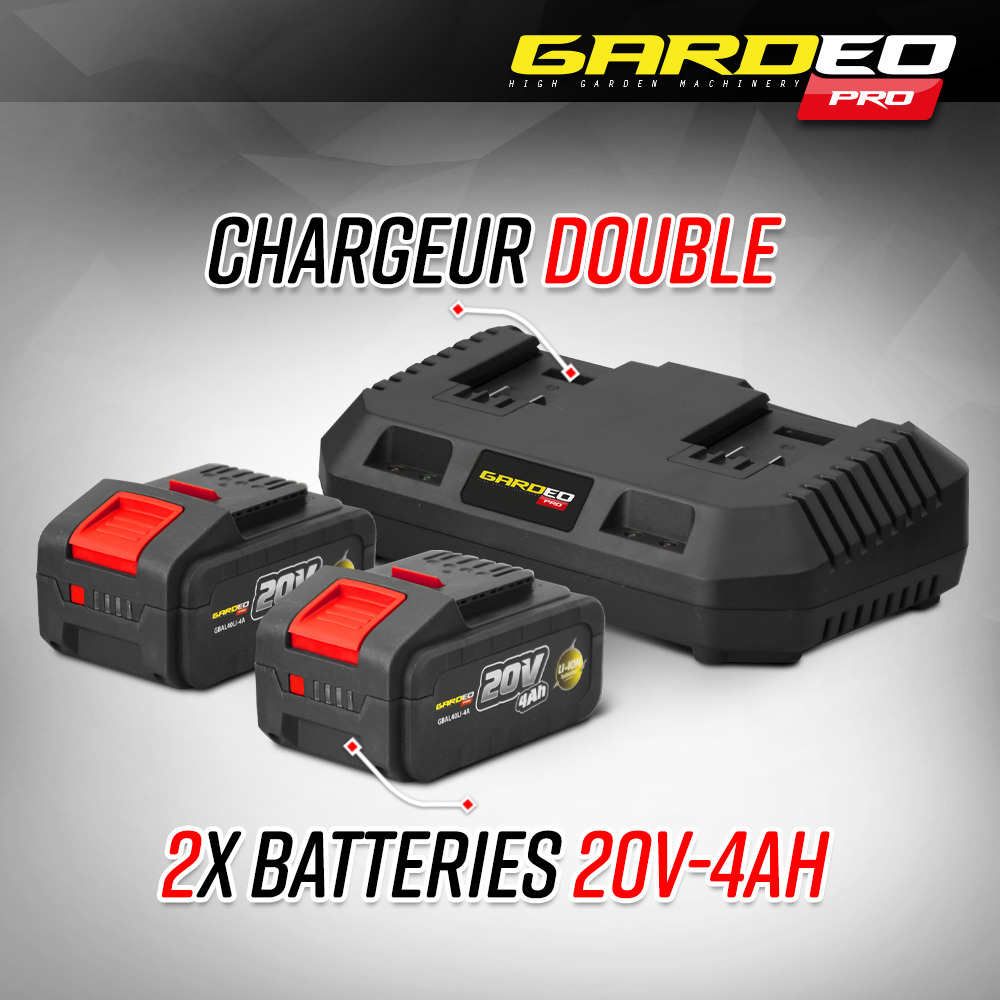 Balayeuse pour gazon synthétique sur batterie - 2 x 20v - 4ah - gardeo pro