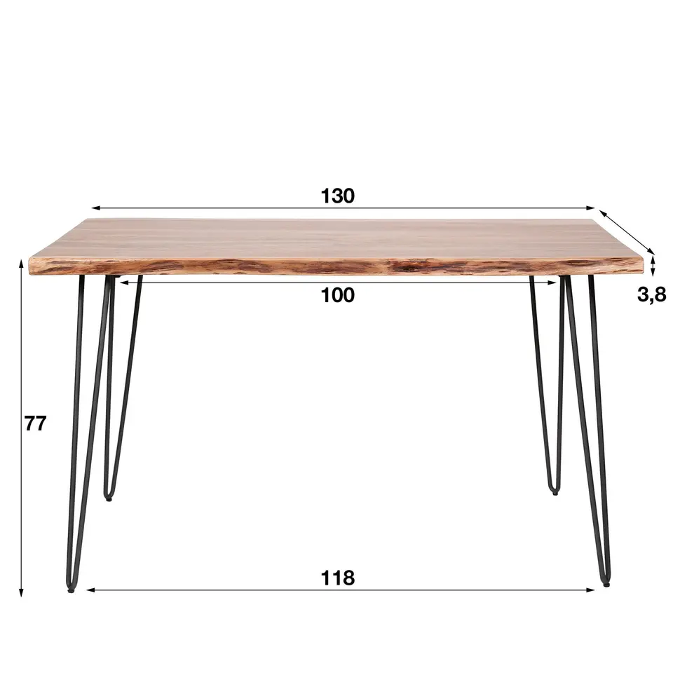 Industriële eettafel acaciahout Novi 130x70 cm - Hout - Bruin