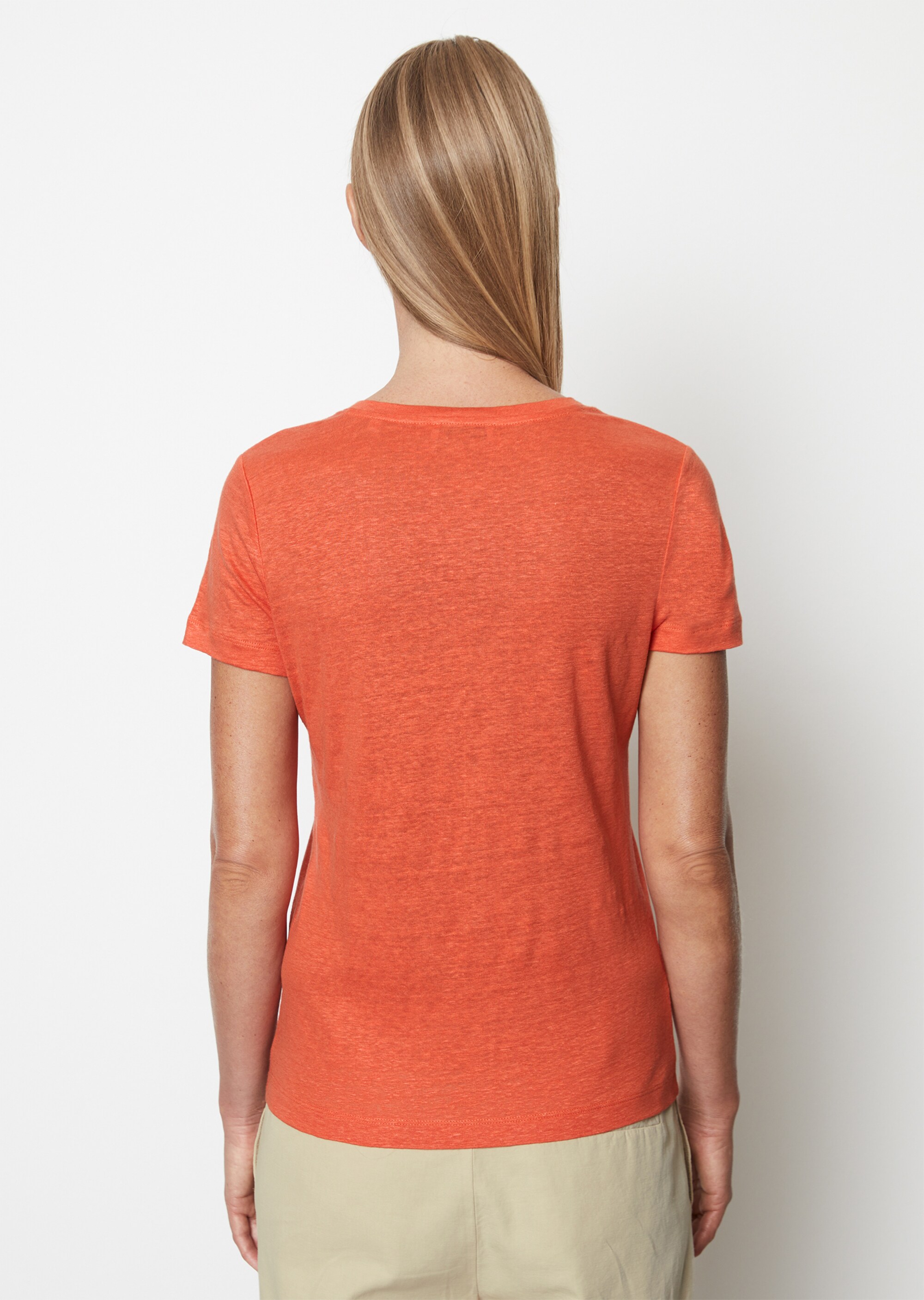 Leinen-V-Neck-T-Shirt regularaus hochwertiger Jersey-Qualität