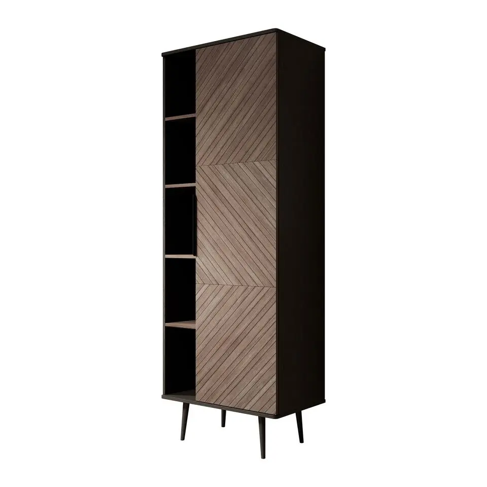 Meubella - Boekenkast Pedro - Donker eiken - Zwart eiken - 70 cm