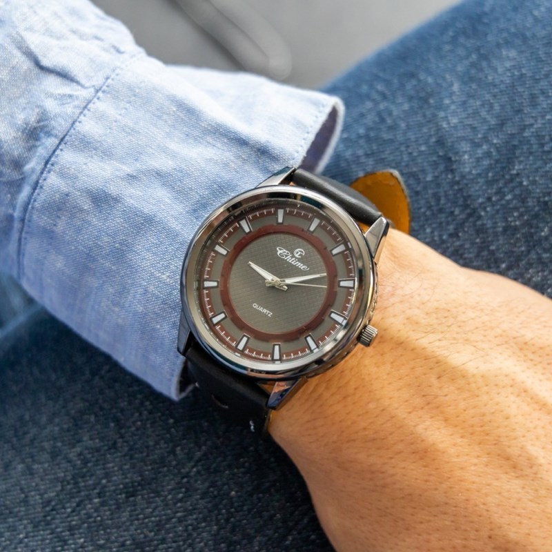 Montre Homme CHTIME bracelet Cuir Noir