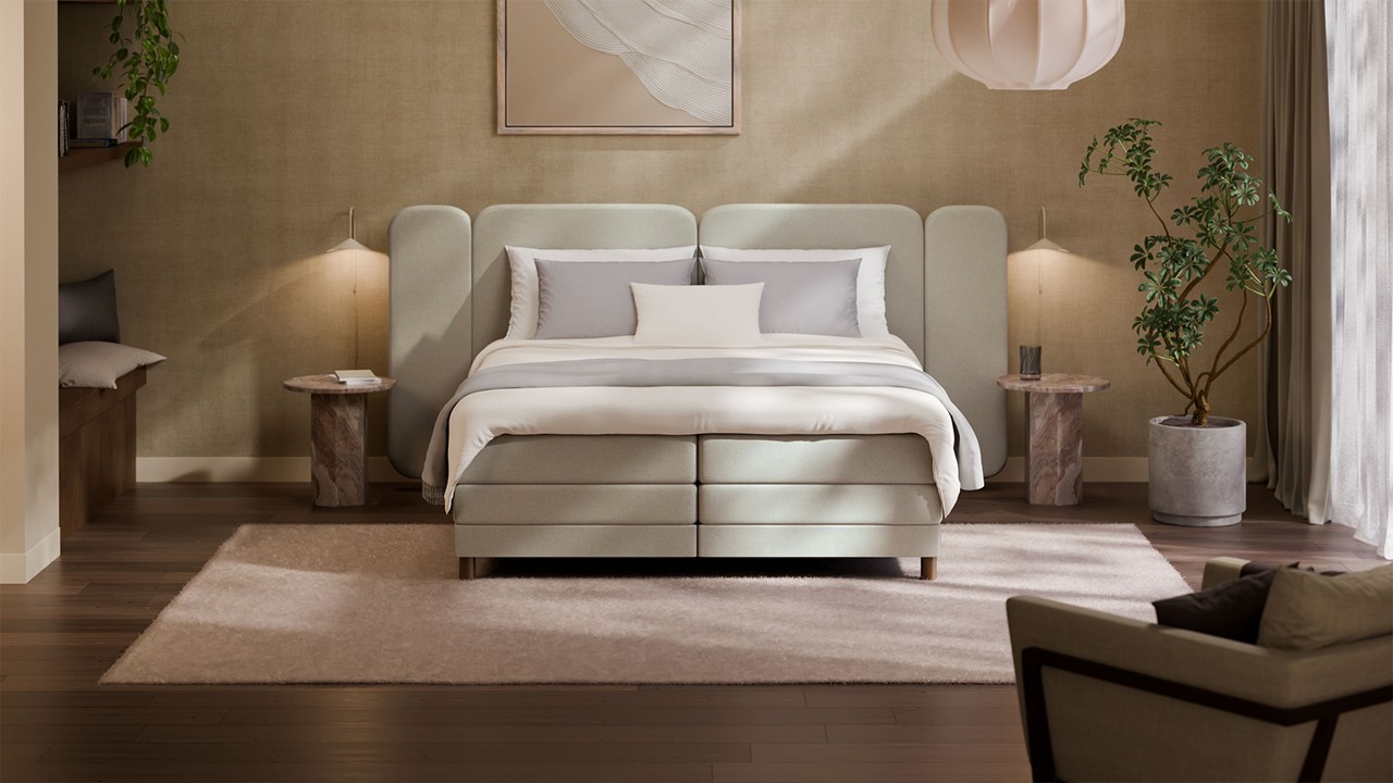 Elektrische boxspring Ridge - Wool look natural