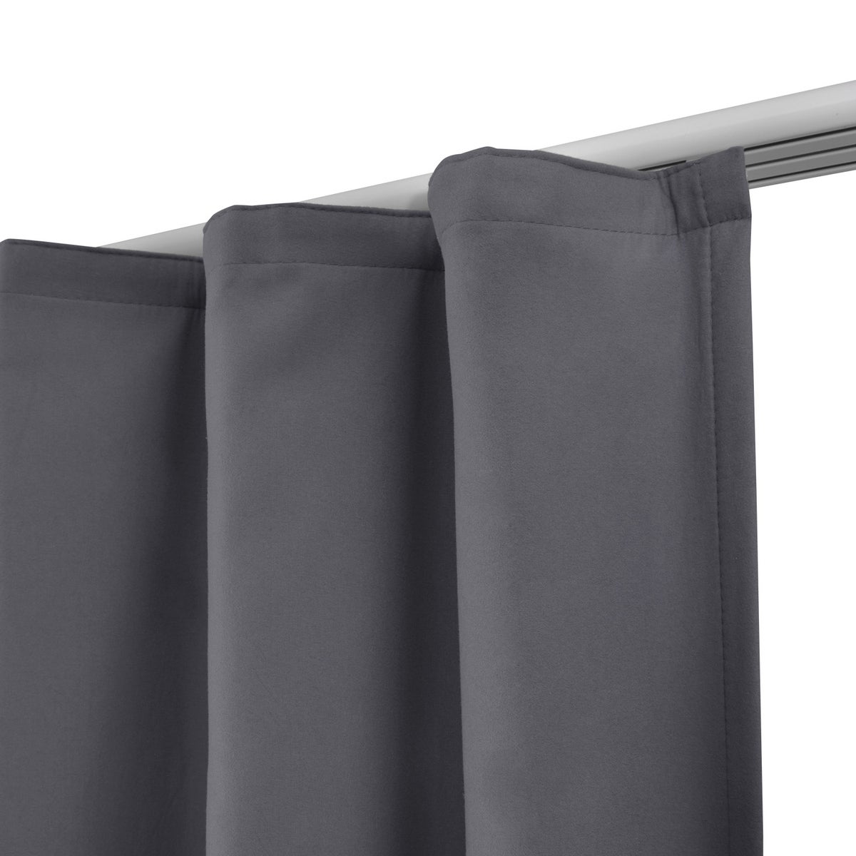 Beautissu Amelie TK gordijn met gerimpeld plooiband 140x245cm antraciet (set van 2)