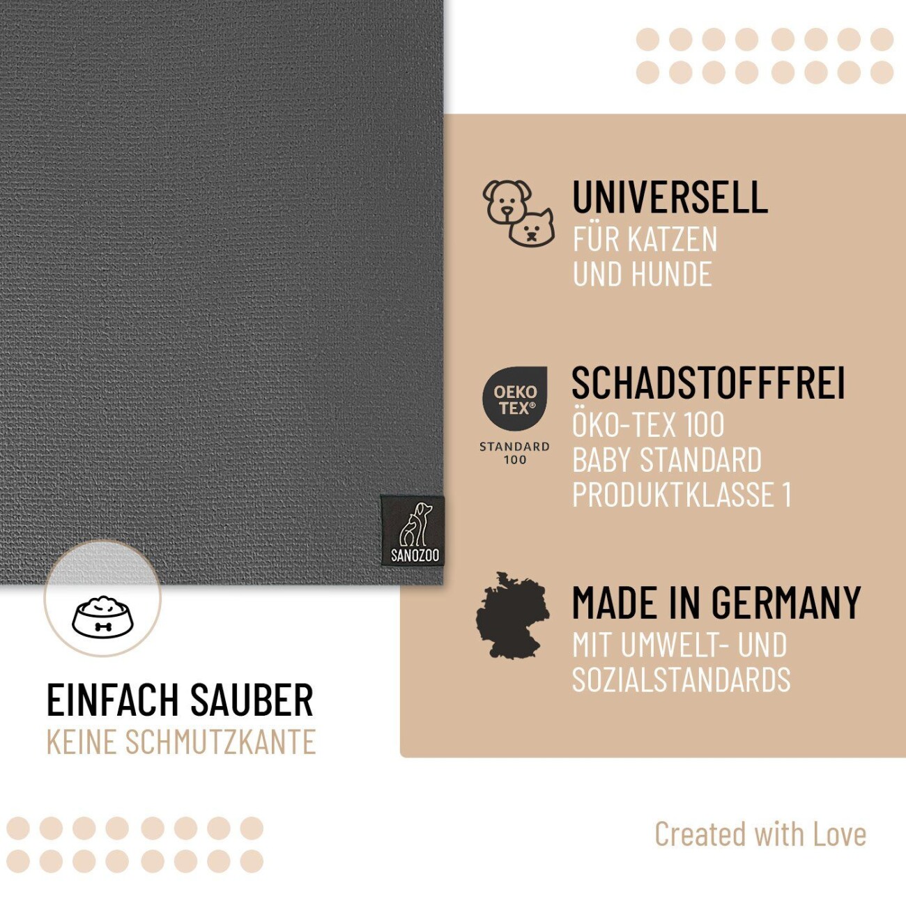 SANOZOO ® - runde Napfunterlage - Öko-Tex und Made in Germany blassgrün 60 cm, 60 cm