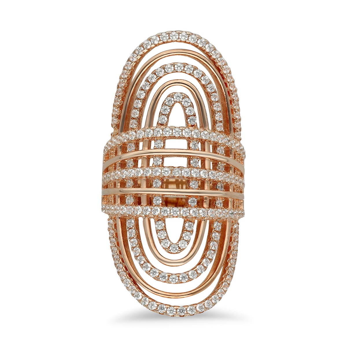 Bague Argent Ellipse Moderne Rose