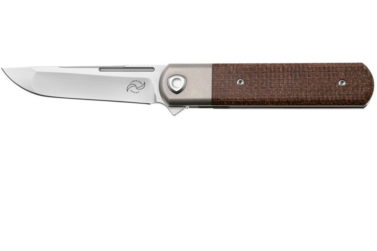 Liong Mah Tanto One, Bead Blasted M390, Burlap Micarta Titanium, zakmes