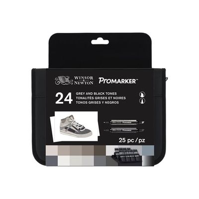 ProMarker - Pack de 24 marqueurs double pointe - gris et noir