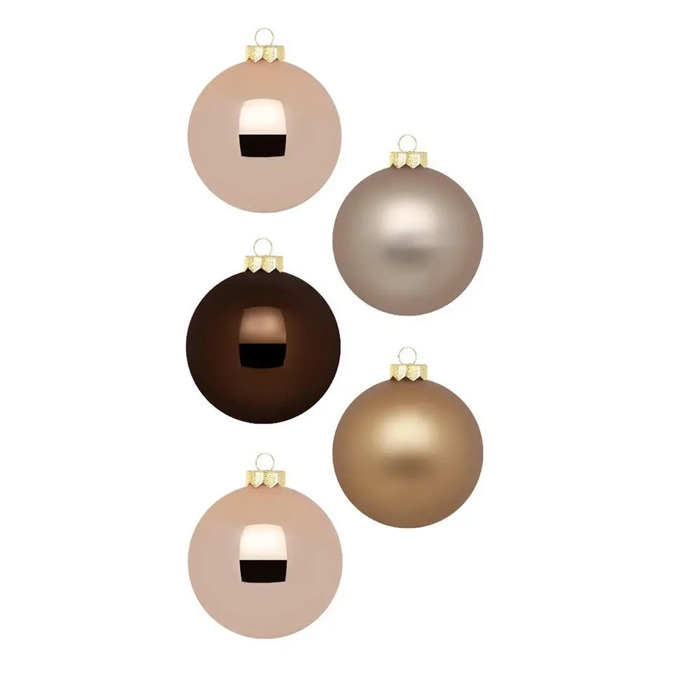Christmas Goods Kerstballen - 20x stuks - bruin - glas - 6 cm