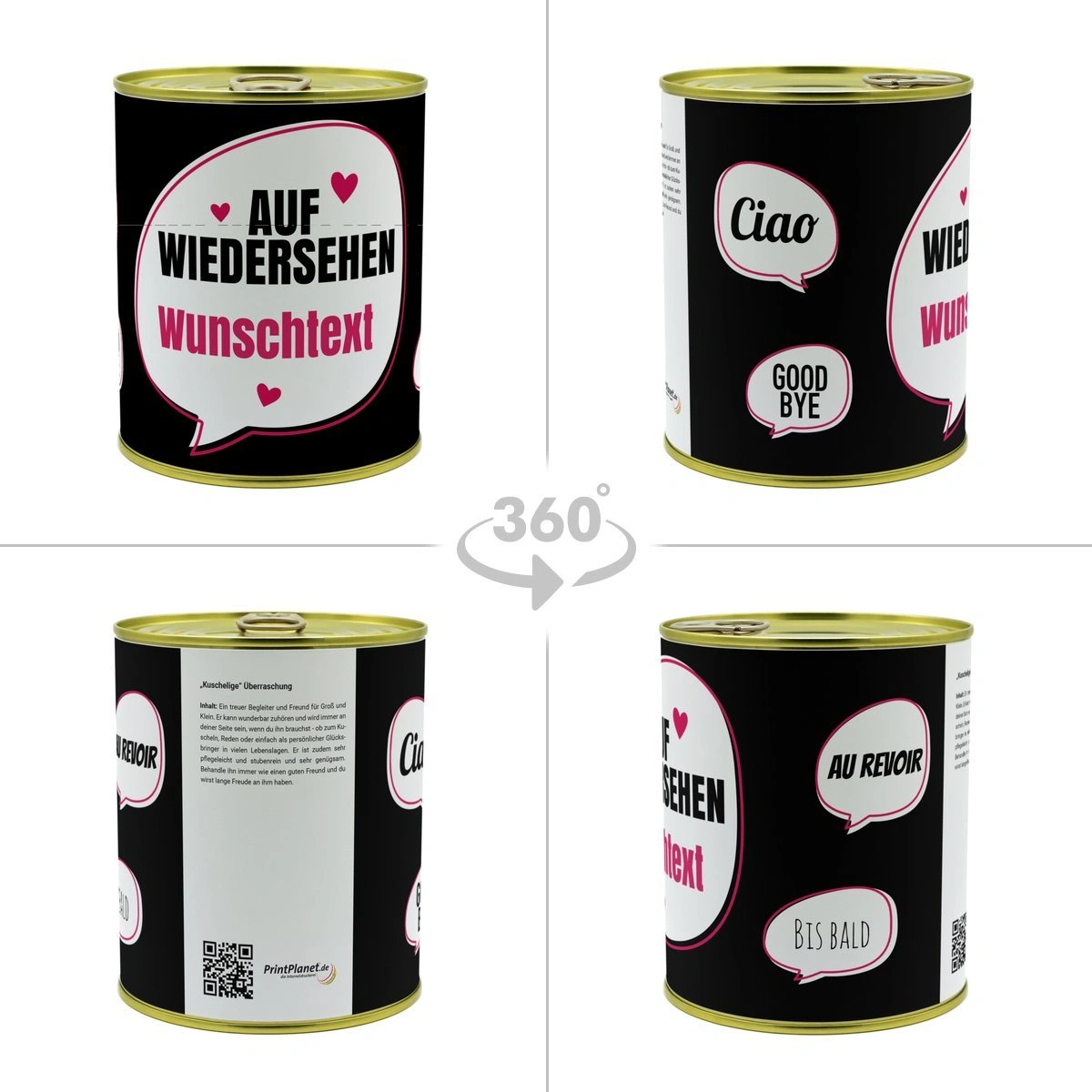 Personalisierte Geschenkdose - Teddybär (Motiv: Abschied)