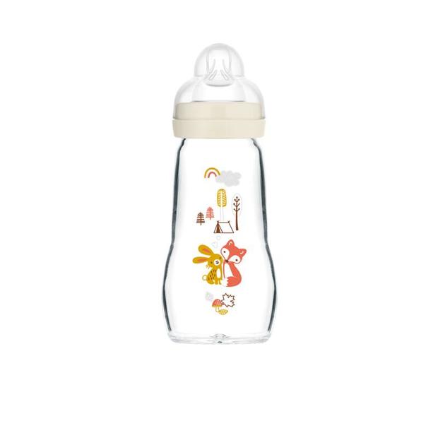 Biberon verre 260ml 0-6 mois Tétine Débit 2 blanc - MAM