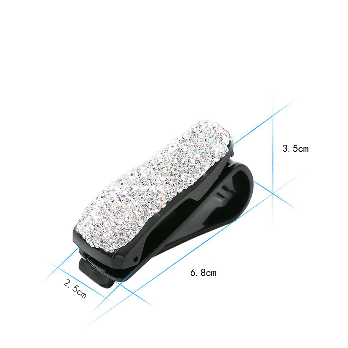 Universal Strass Sonnenblende Organizer Sonnenbrillen Clip Halter - Weiss