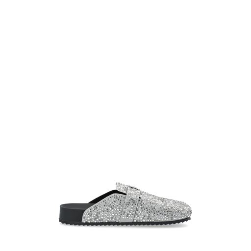 Bianco Sand Mule Simili Stone Sko, Silver, 42