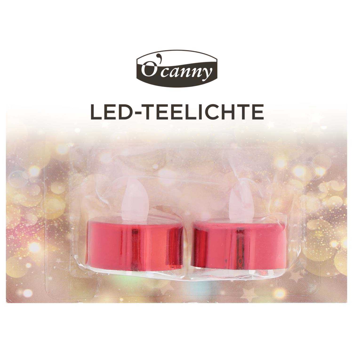 O'Canny LED-Teelichte mit Metallic-Effekt warmweiß 2er Pack 3fach