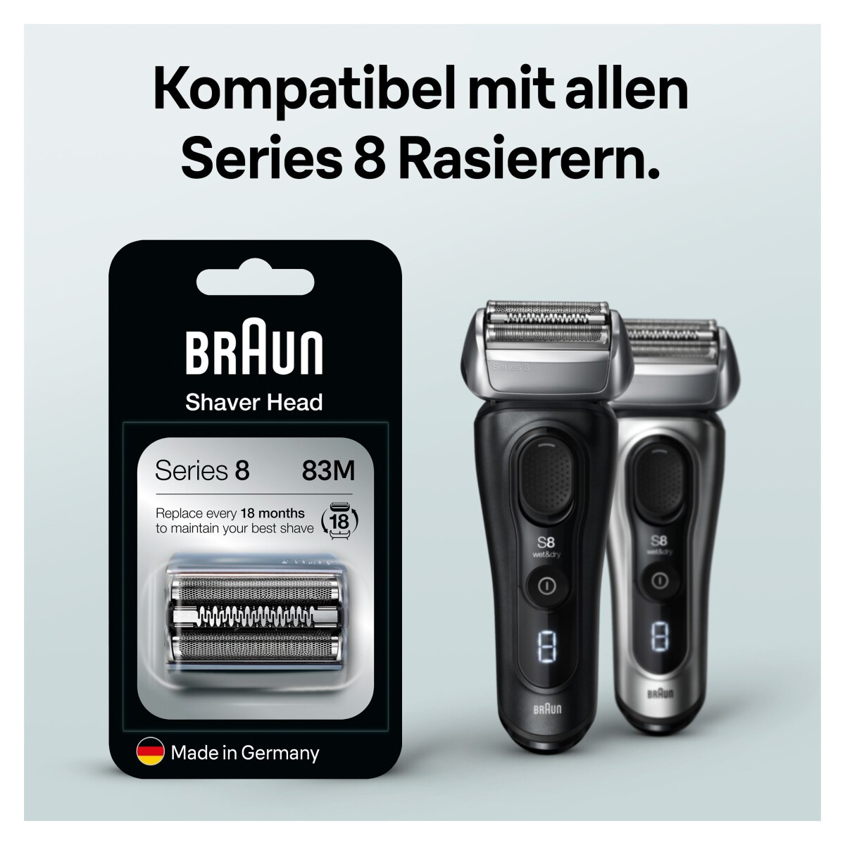 Braun Kombipack 83M Silver, Scherfolie + Schermesser