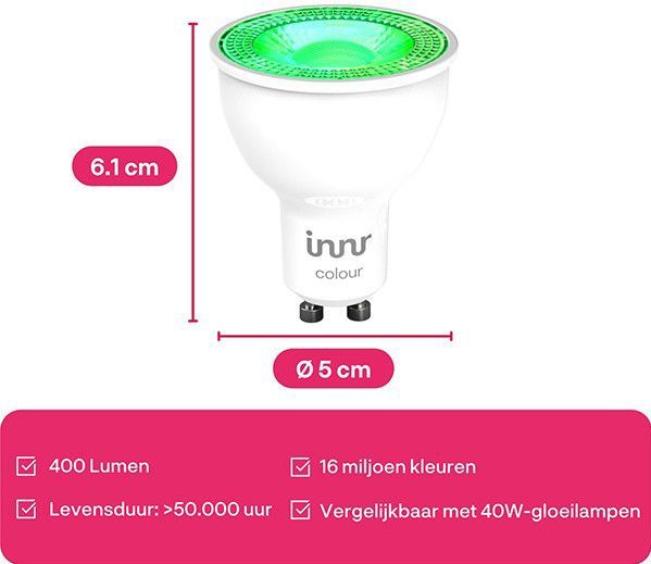 Innr - GU10 Spot - 2-Pack - Gekleurd - Kwalitatieve Verlichting