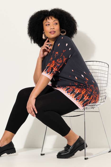 Longshirt, bedruckt, V-Ausschnitt, 3/4-Arm