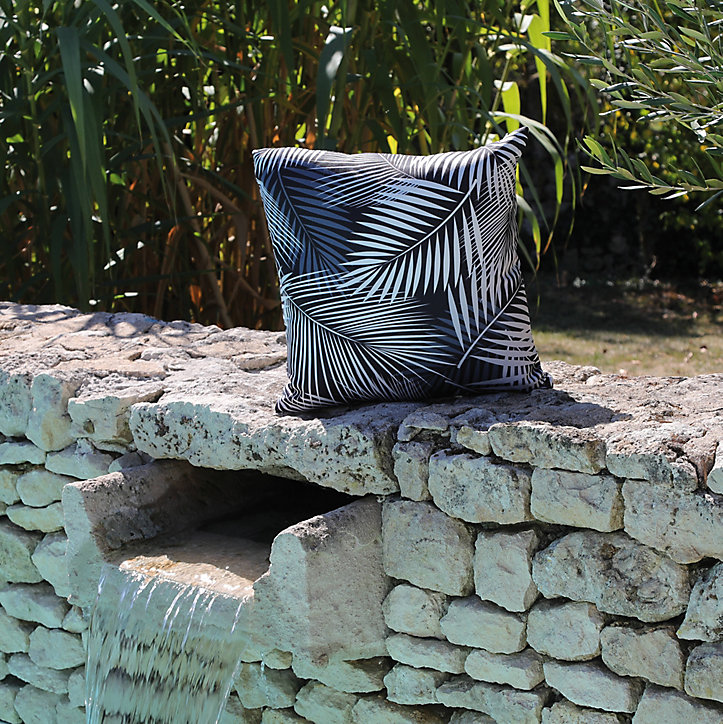 Coussin Palmier noir 45 x 45 cm