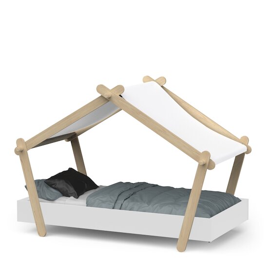 Mini Lodge Lit + Toit   Blanc        70 x 140 cm   de               CBA Meubles