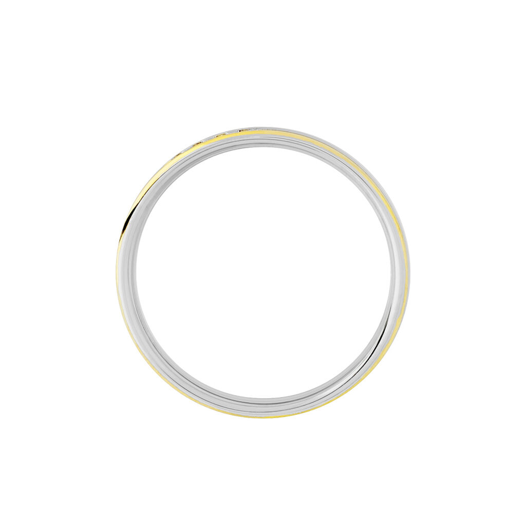 Alliance Serti Grains Ajoures Or Bicolore Diamant