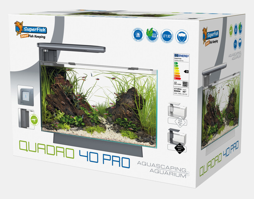 Superfish Aquarium Quadro 40 Pro Wit incl. lamp en filter