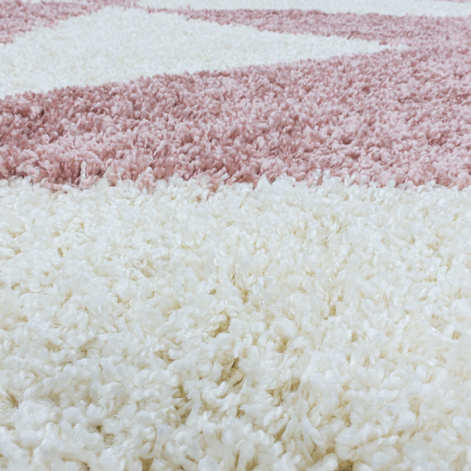 Stilvoller Runde Hochflor Teppich, Modernes geometrisches Design, Shaggy Teppich
