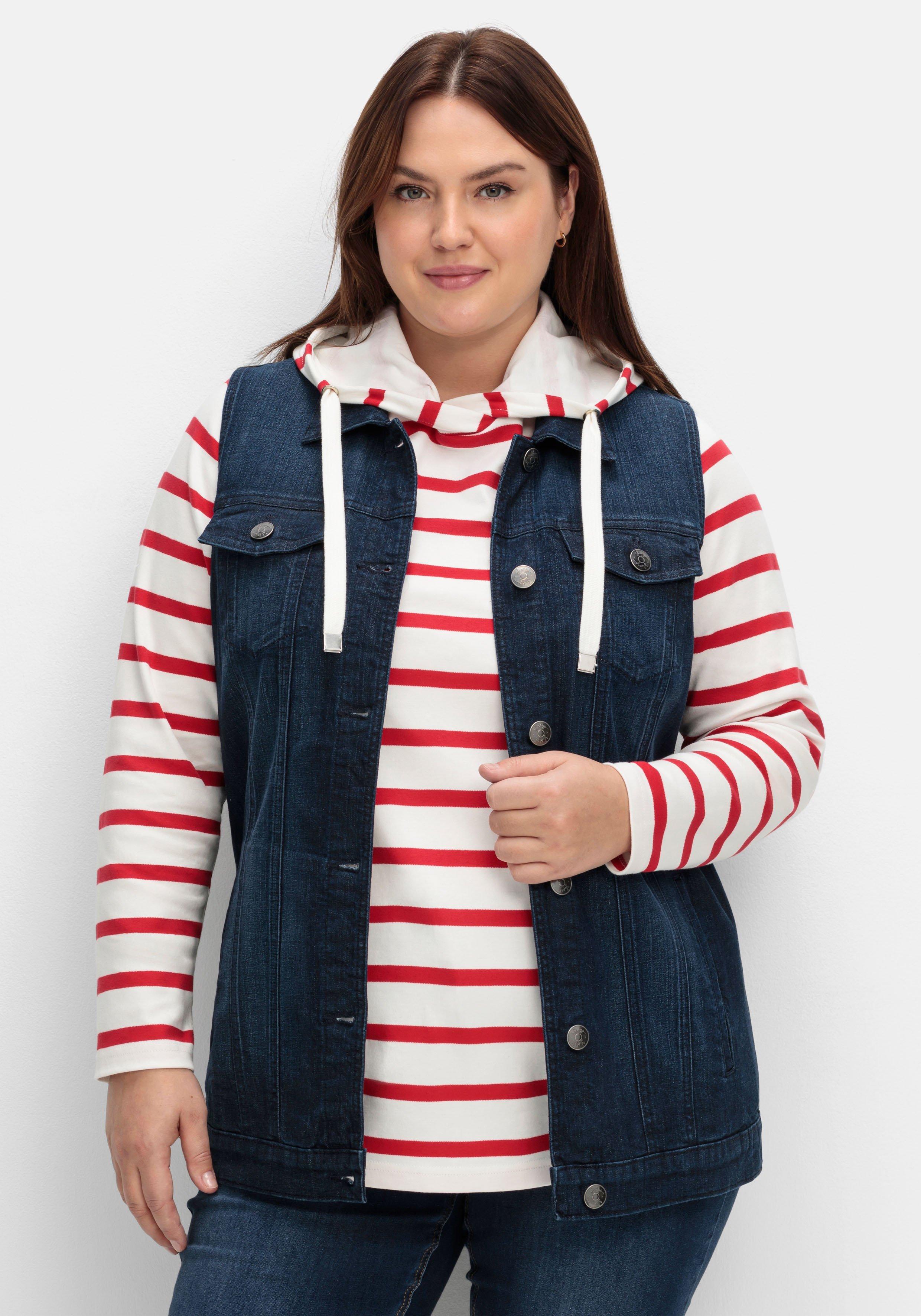 Jeansweste in längerer, taillierter Form
