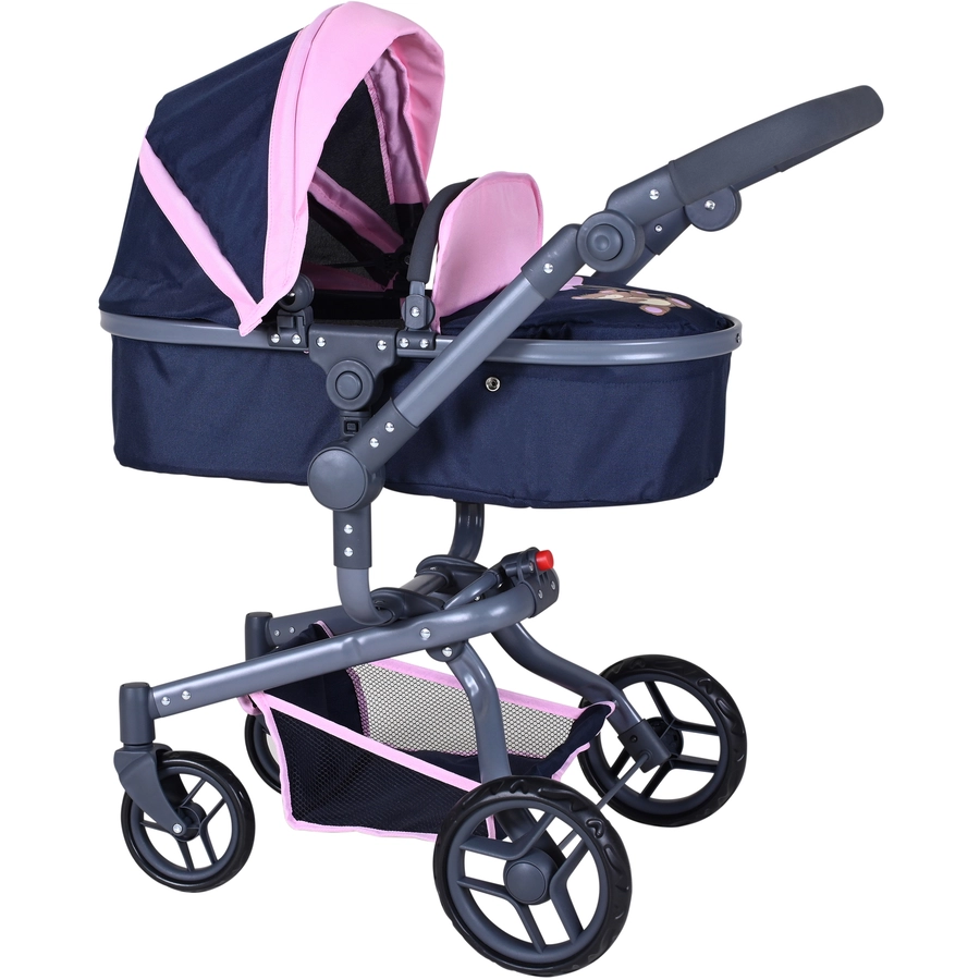 knorr toys® Puppenwagen Boonk - Navy pink bear blau