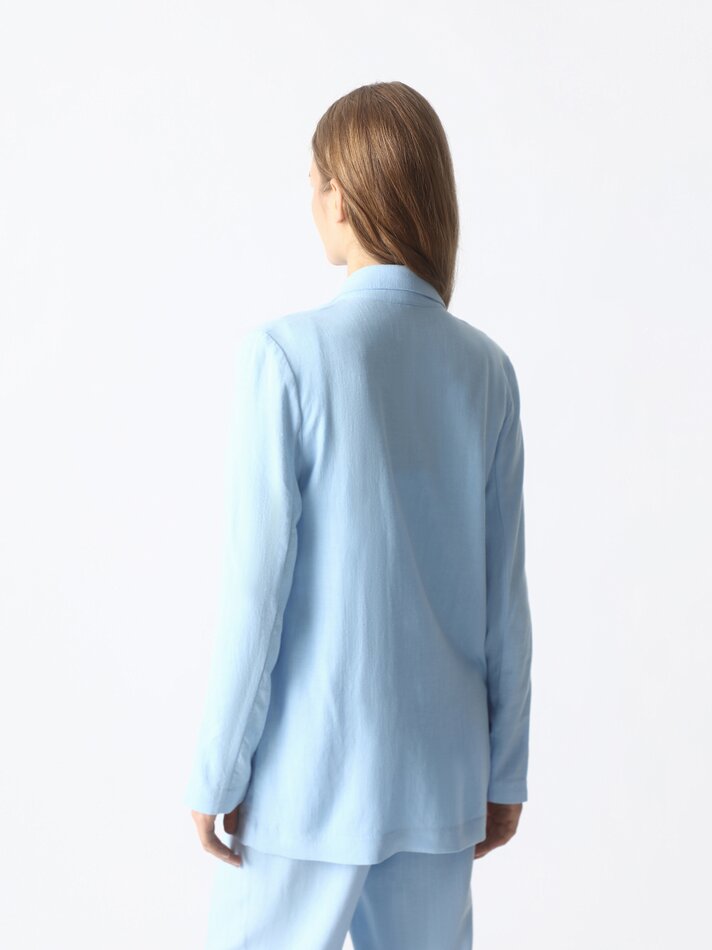 Blazer rústico em linho - Azul claro