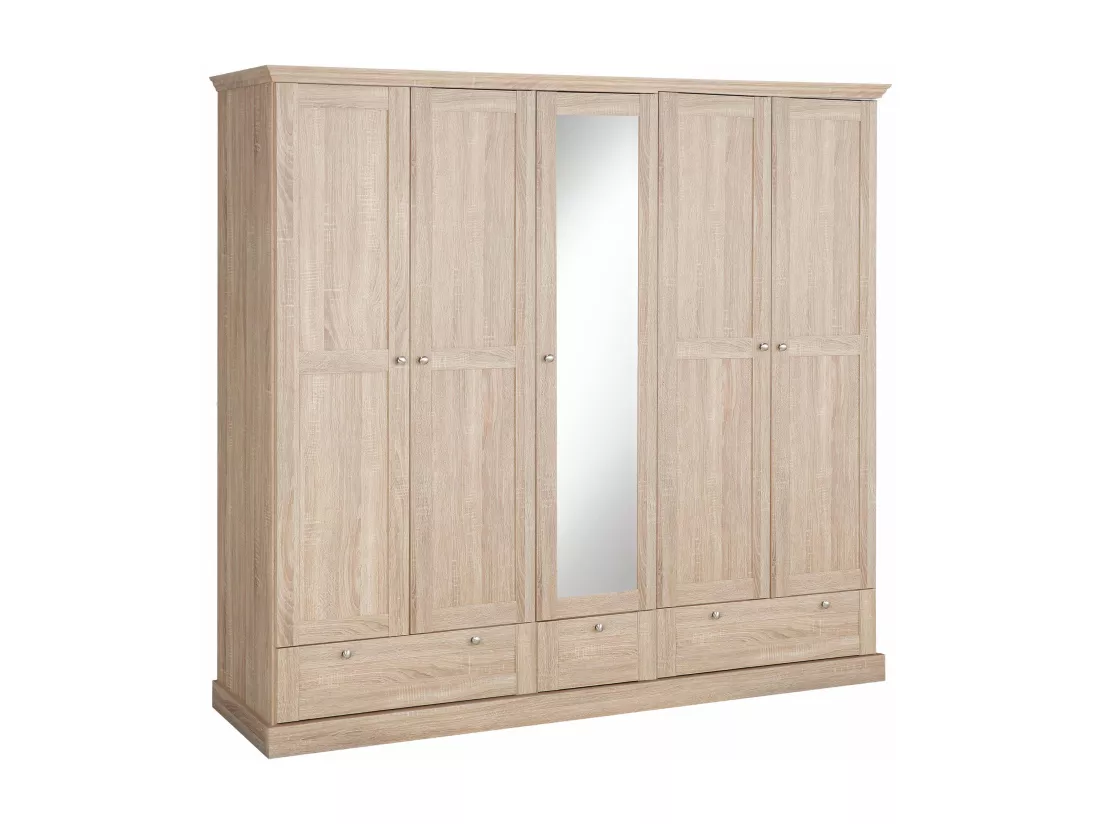 Binz | Armoire à 5 portes et 3 tiroirs en chêne