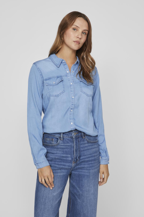 Vila blauwe dames blouse