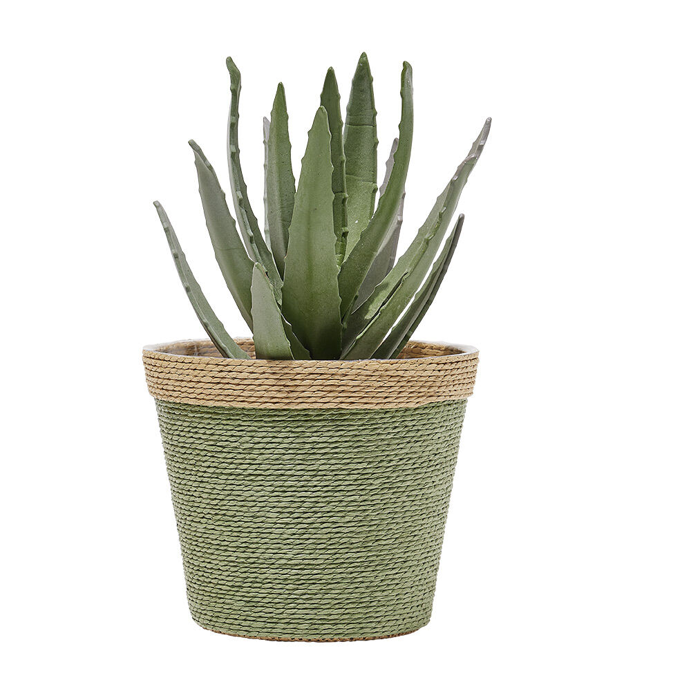Cache pot en corde vert Ø15,5xH13cm