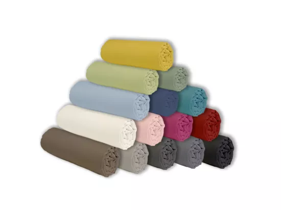 Drap housse en coton 57 fils uni bonnet 25cm taupe 90x190cm