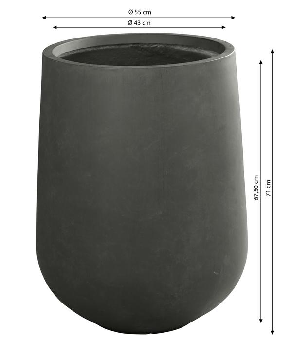 Dehner Fiberglas-Topf Curved, rund, anthrazit