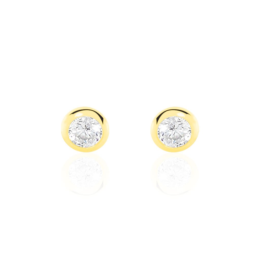 Boucles D'oreilles Puces Daria Serti Clos Or Jaune Oxyde De Zirconium