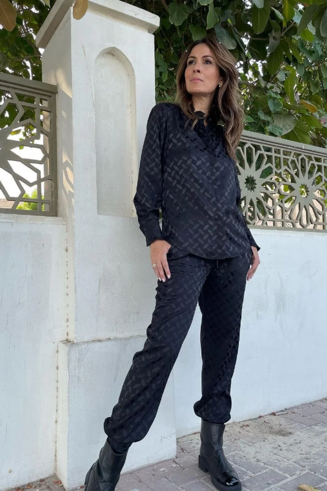 Karmamia Trinity Shirt black keffiyeh jacquard