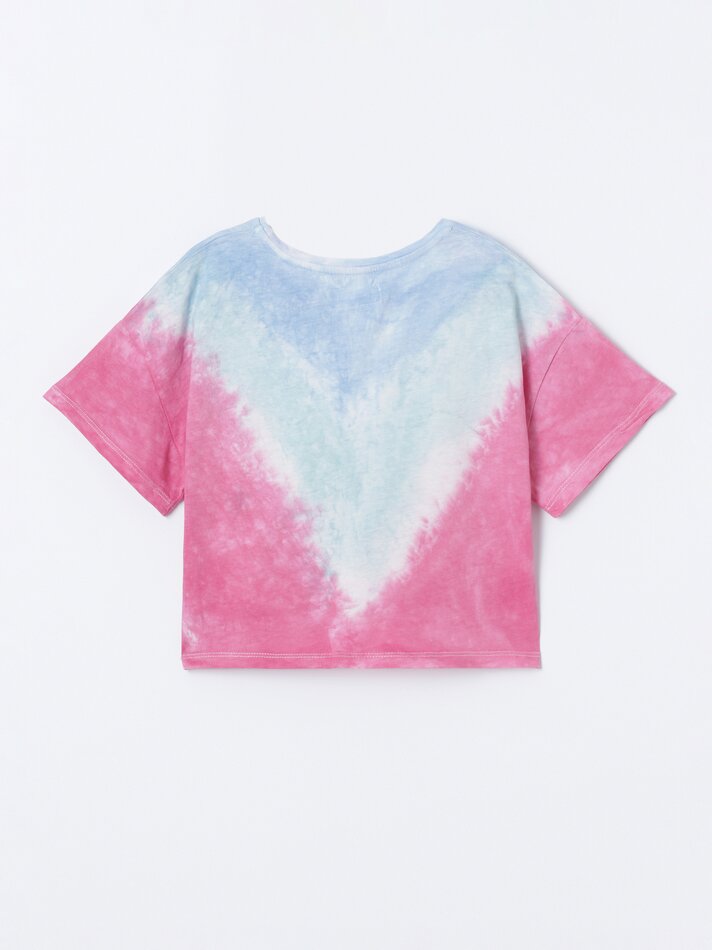 Camiseta tie-dye com nó - Turquesa claro