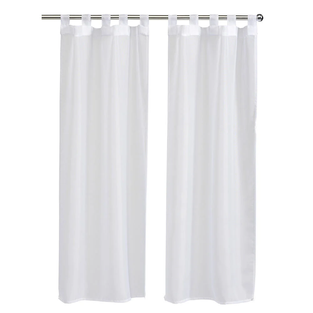 Vitrage passe tringle blanc uni x2