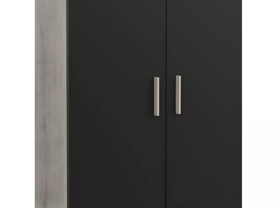 Armoire 2 portes penderie + lingère Izzy noir et bois