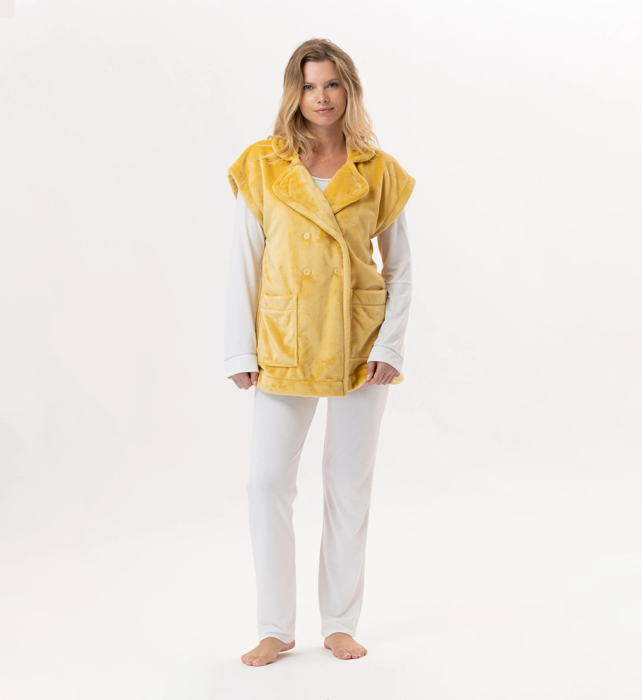 ESSENTIEL 876 - Veste en peluche flanelle | Jaune