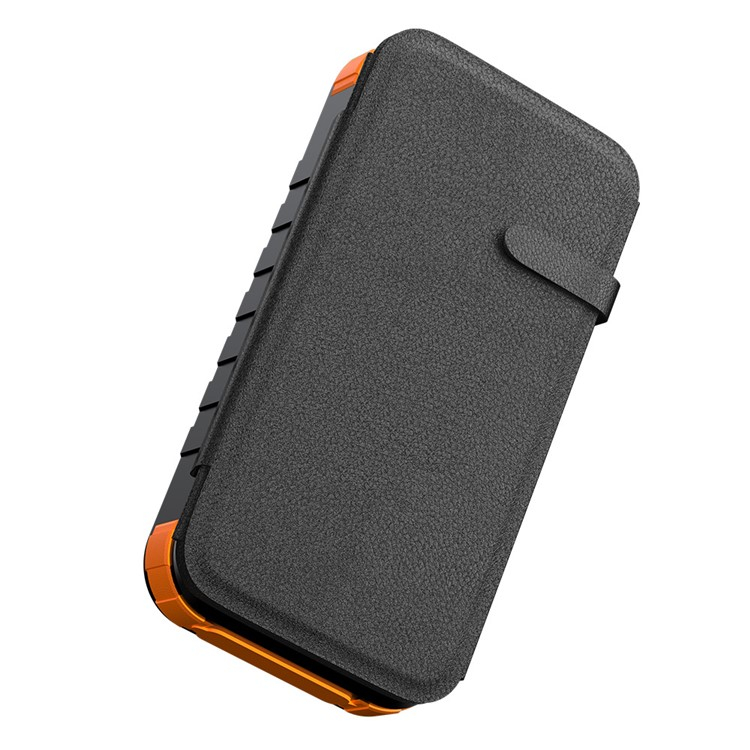 (16000mAh) Dual USB A / USB C Solar Powerbank Qi Wireless Ladegerät mit Taschenlampe - Schwarz