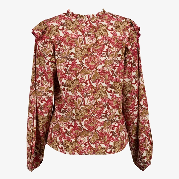 TwoDay dames blouse met ruches bruin/roze