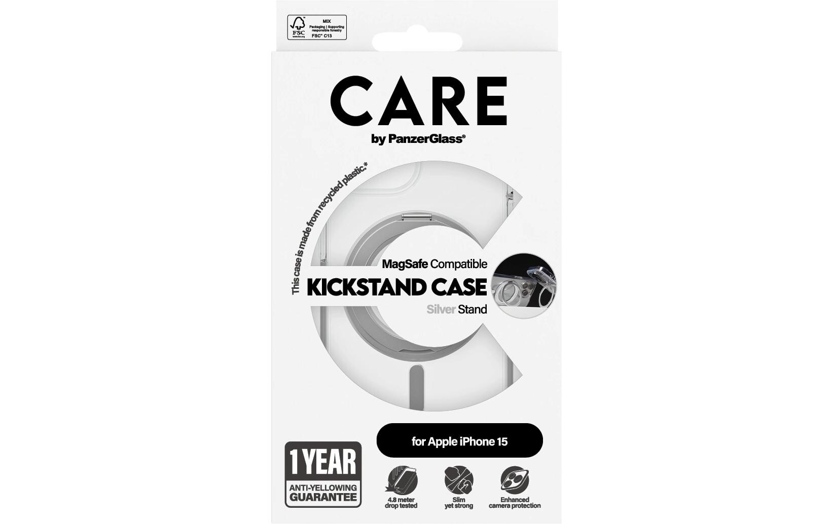 Back Cover Feature Kickstand iPhone 15 SilberSchutzhülle für das Apple iPhone 15