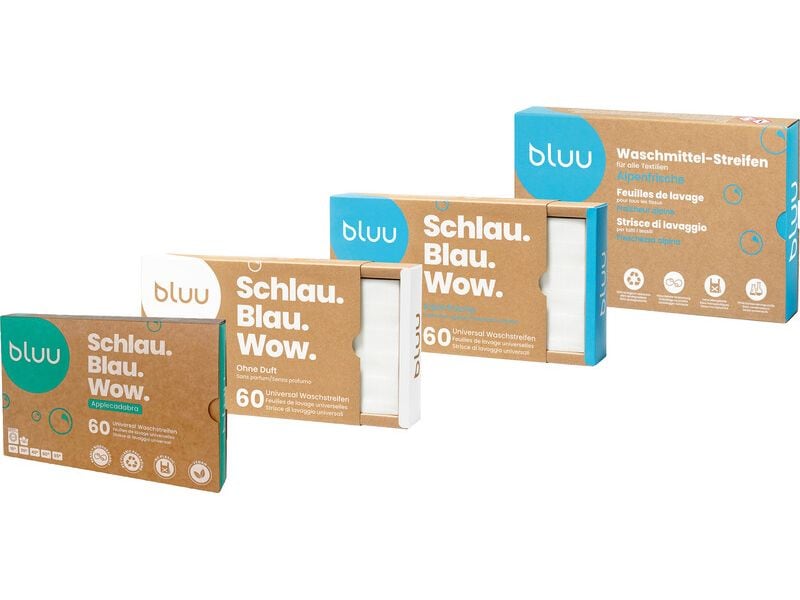 bluu Waschstreifen Applecadabra 60 Stück Kompakte Waschmittelstreifen, geeignet für alle Waschmaschinen