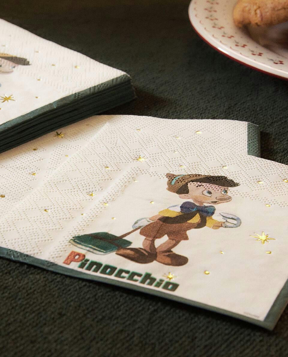 PACOTE DE GUARDANAPOS DE PAPEL INFANTIS DO PINÓQUIO DA DISNEY PARA O NATAL (PACOTE COM 20)