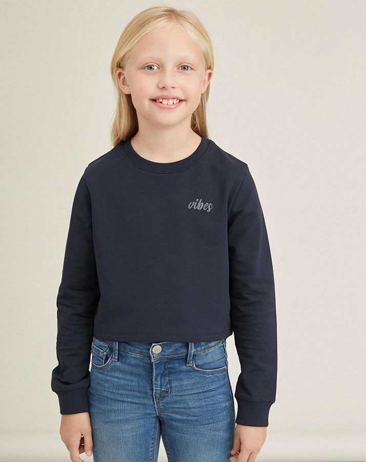 Crop-Sweatshirt NKFTINTURN in dunkelblau